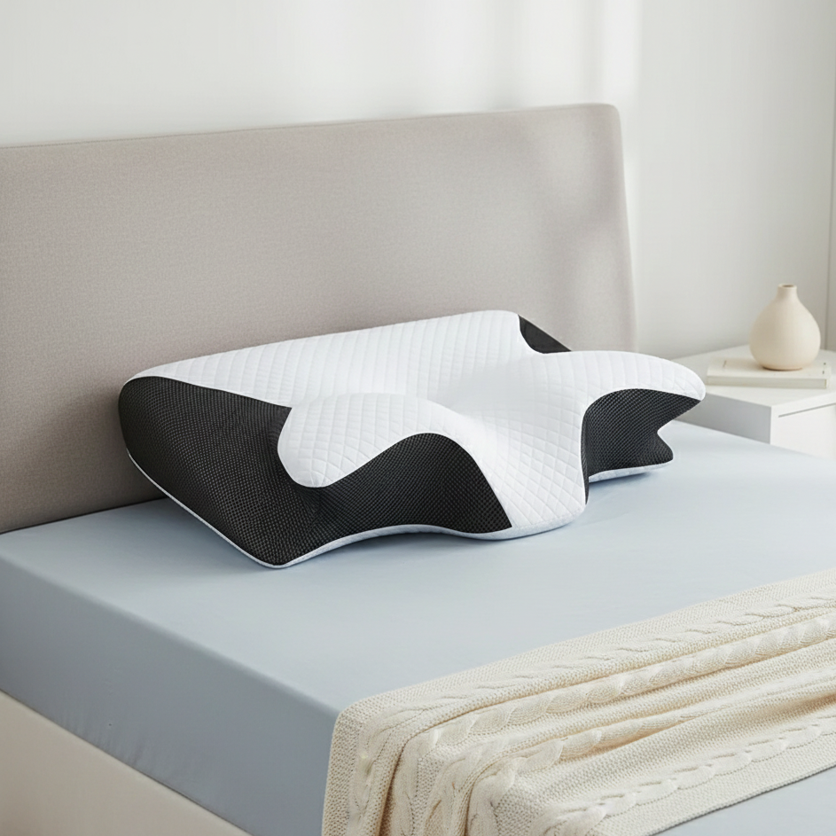 Cuscino Cervicale 2 in 1 Grigio: Memory foam, sollievo totale.