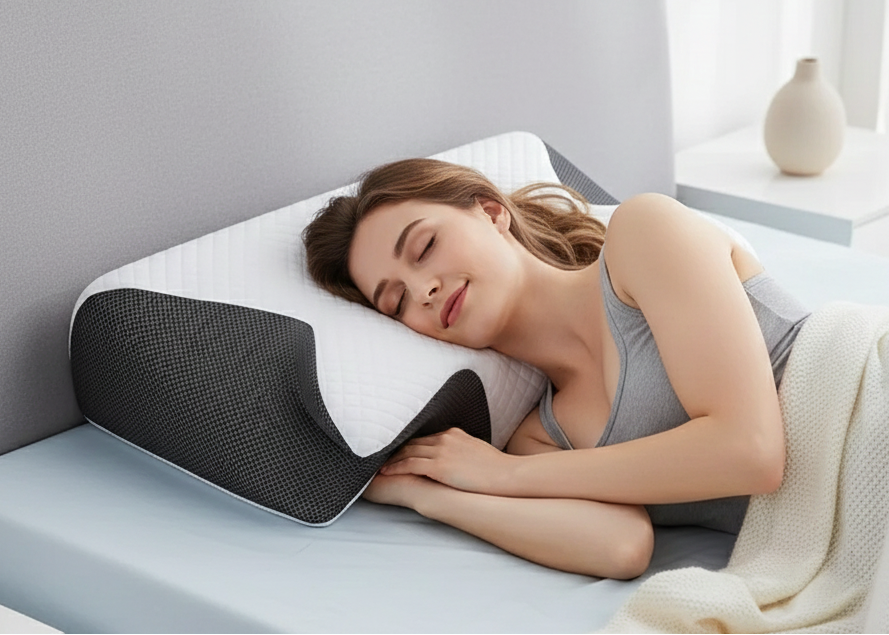 Cuscino Cervicale 2 in 1 Grigio: Memory foam, sollievo totale.